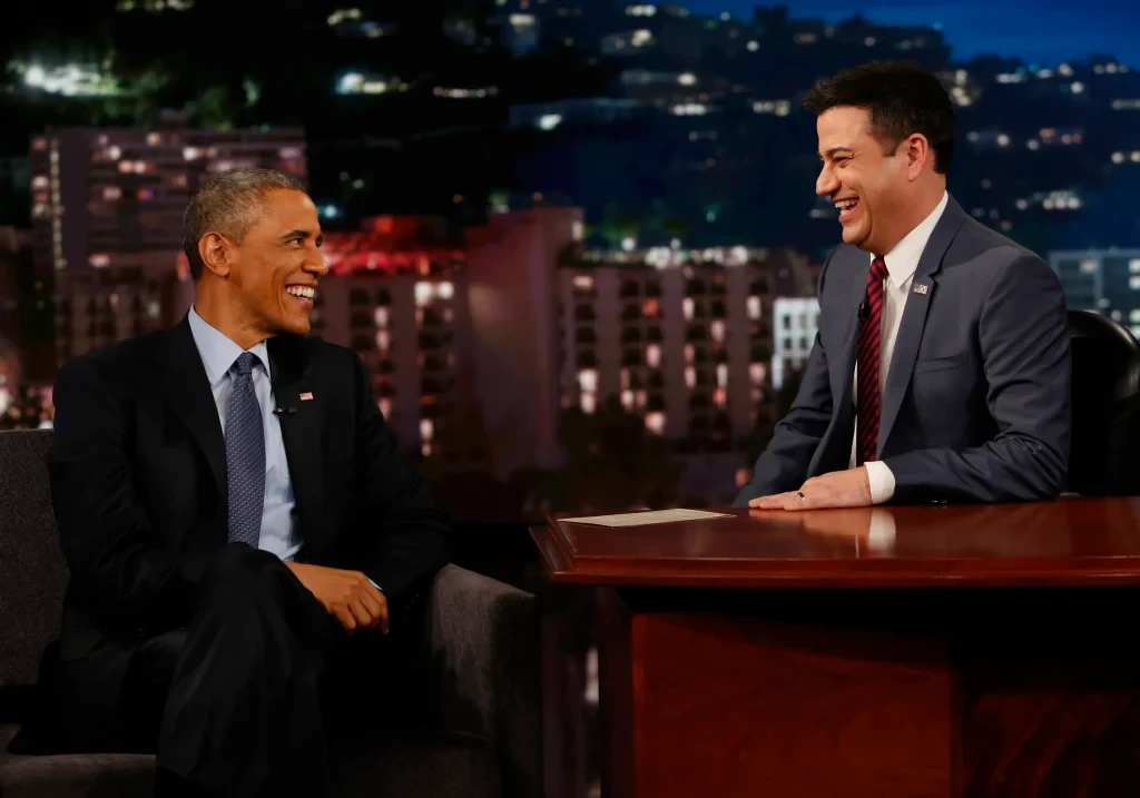 Barak Obama and Jimmy Kimmel in a still from Jimmy Kimmel Live!