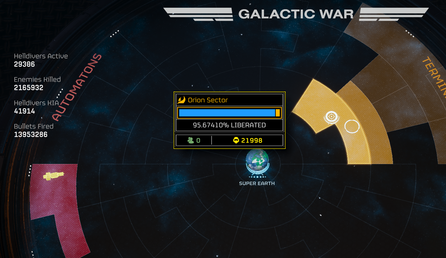Even though Pilestedt denies the blue beams, the Galactic Map has more than enough space for another faction. Image credit: Arrowhead
