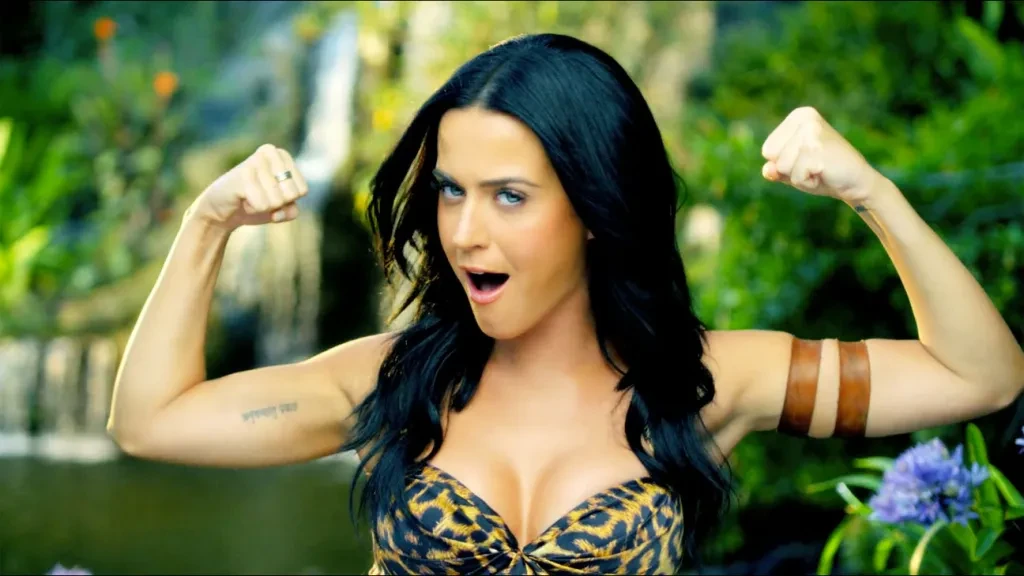 Katy Perry in a still from her music video Roar