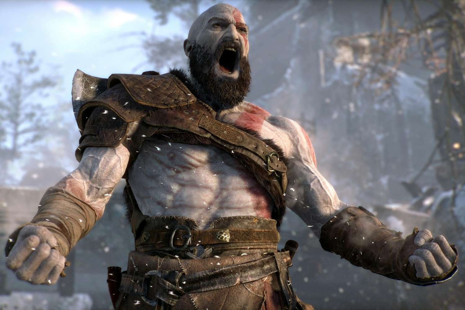 A still from God of War featuring Kratos