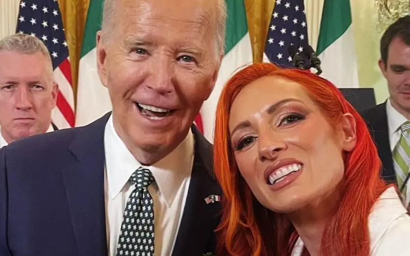Becky Lynch and Joe Biden on St. Patrick's Day at the White House 