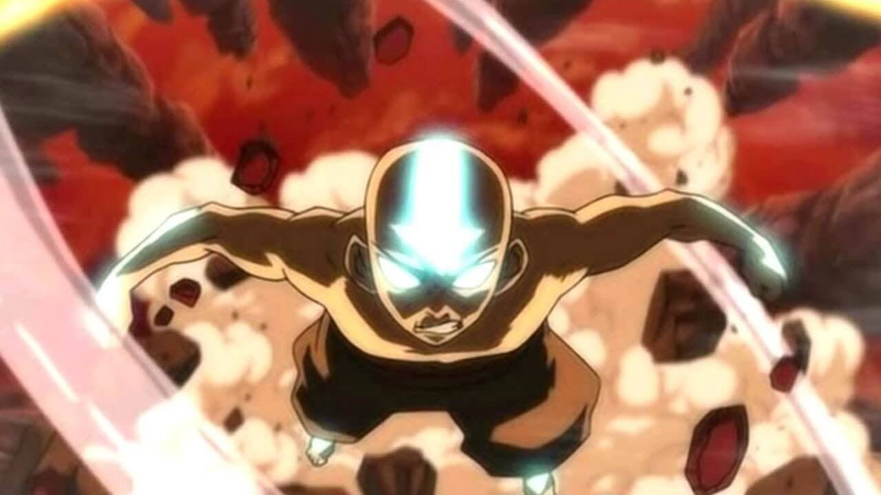 Avatar Aang with the glowing Airbending Tattoos