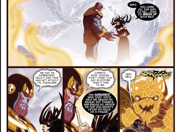 Thanos dumping Hela in Thor