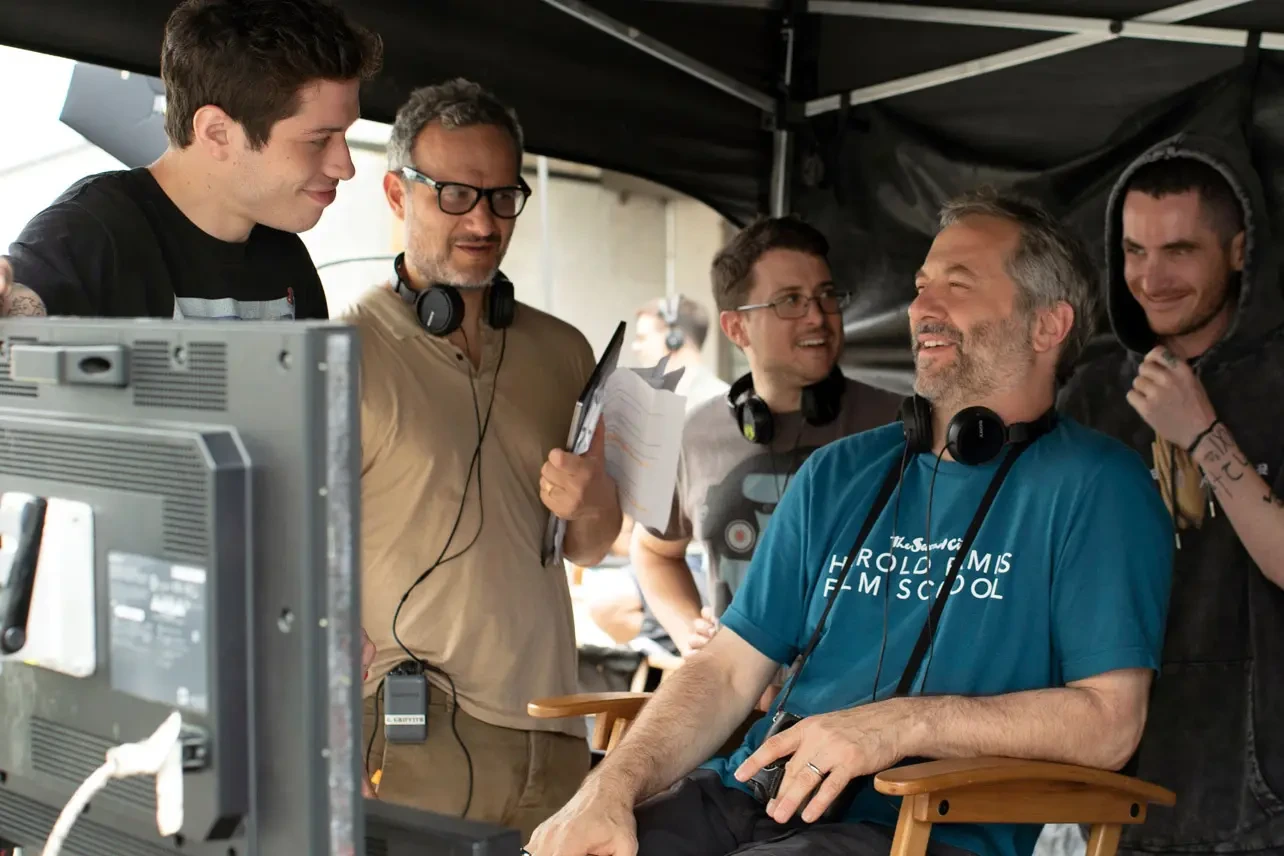 Judd Apatow on the sets of The King of Staten Island