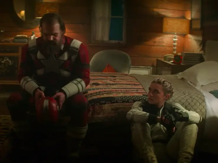 David Harbour and Florence Pugh in a still from Black Widow 