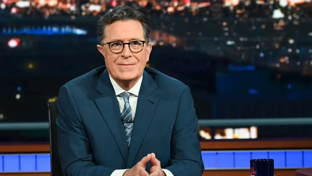 Stephen Colbert in a still from Late Night with Stephen Colbert 