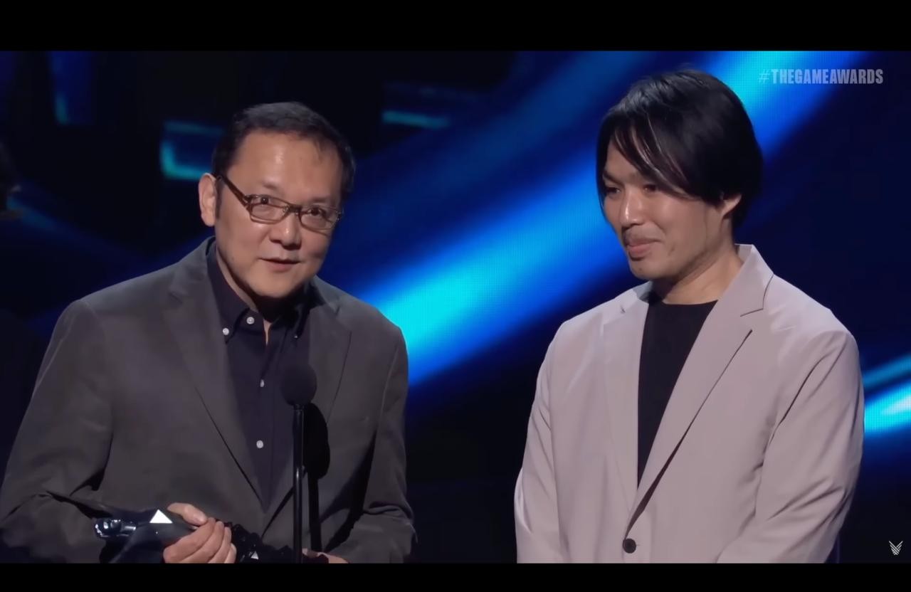 Hidetaka Miyazaki (Left) reveals how he is able to set the right amount of difficulty in his games | Still from The Game Awards 2022