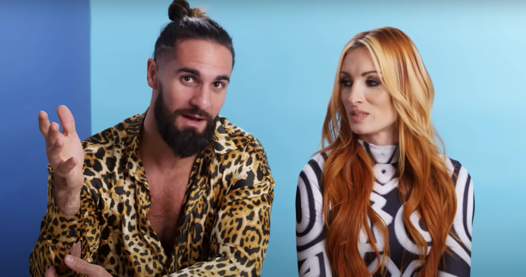 WWE star Seth Rollins with his wife Becky Lynch during their interview with GQ Sports. 