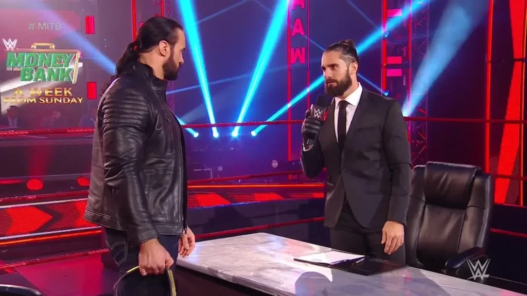Drew McIntyre and Seth Rollins on WWE Raw.