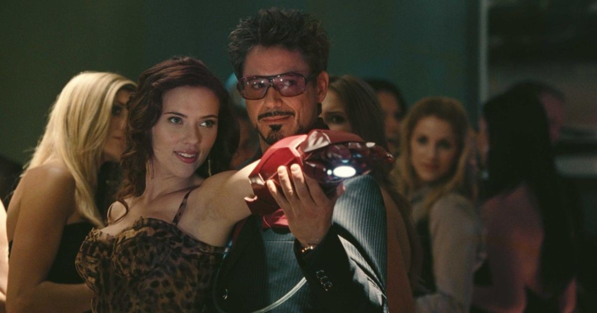 Robert Downey Jr. and Scarlett Johansson in a still from Iron Man 2