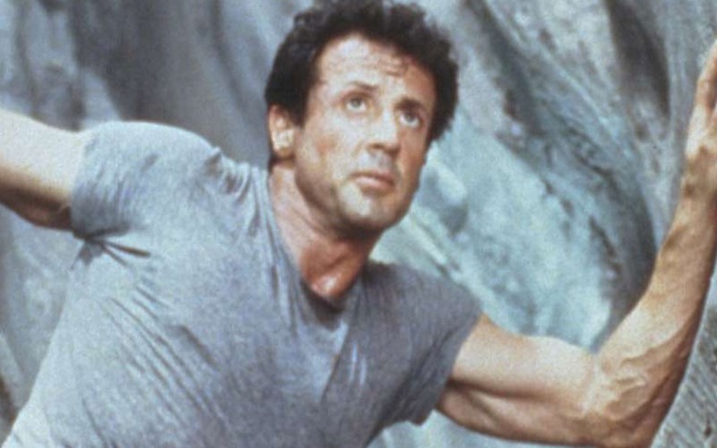 Sylvester Stallone hanging in there in Cliffhanger 