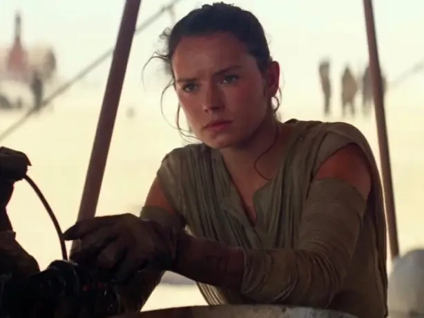 Daisy Ridley in a still from Star Wars: The Force Awakens