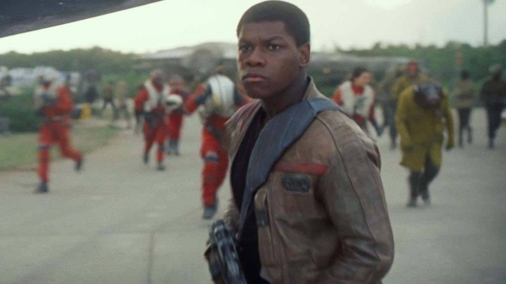 John Boyega in a still from Star Wars: The Force Awakens