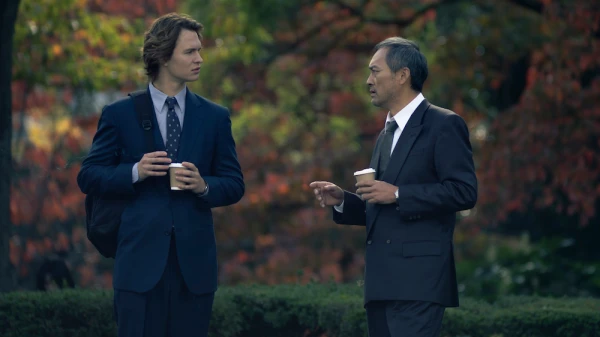 Ansel Elgort and Ken Watanabe in "Tokyo Vice"