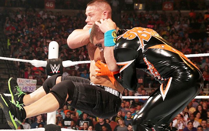 John Cena with a sprinboard stunner 