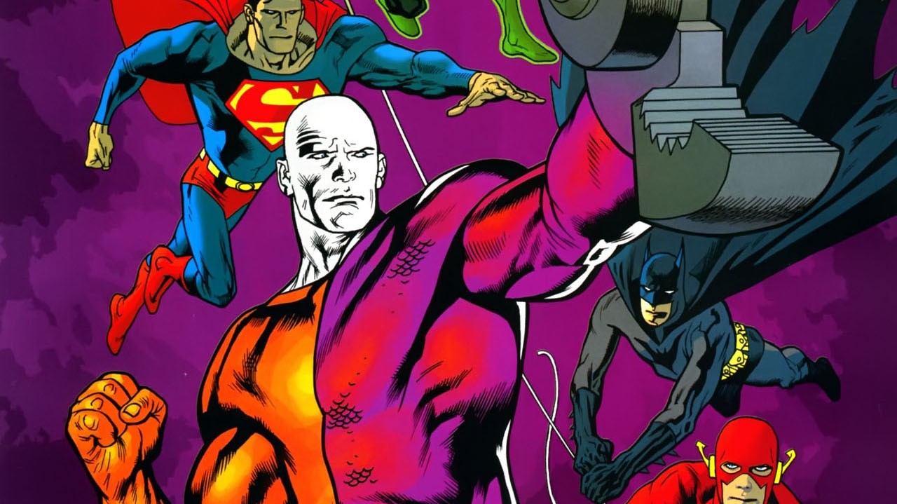 Metamorpho alongside Superman and Batman in DC Comics