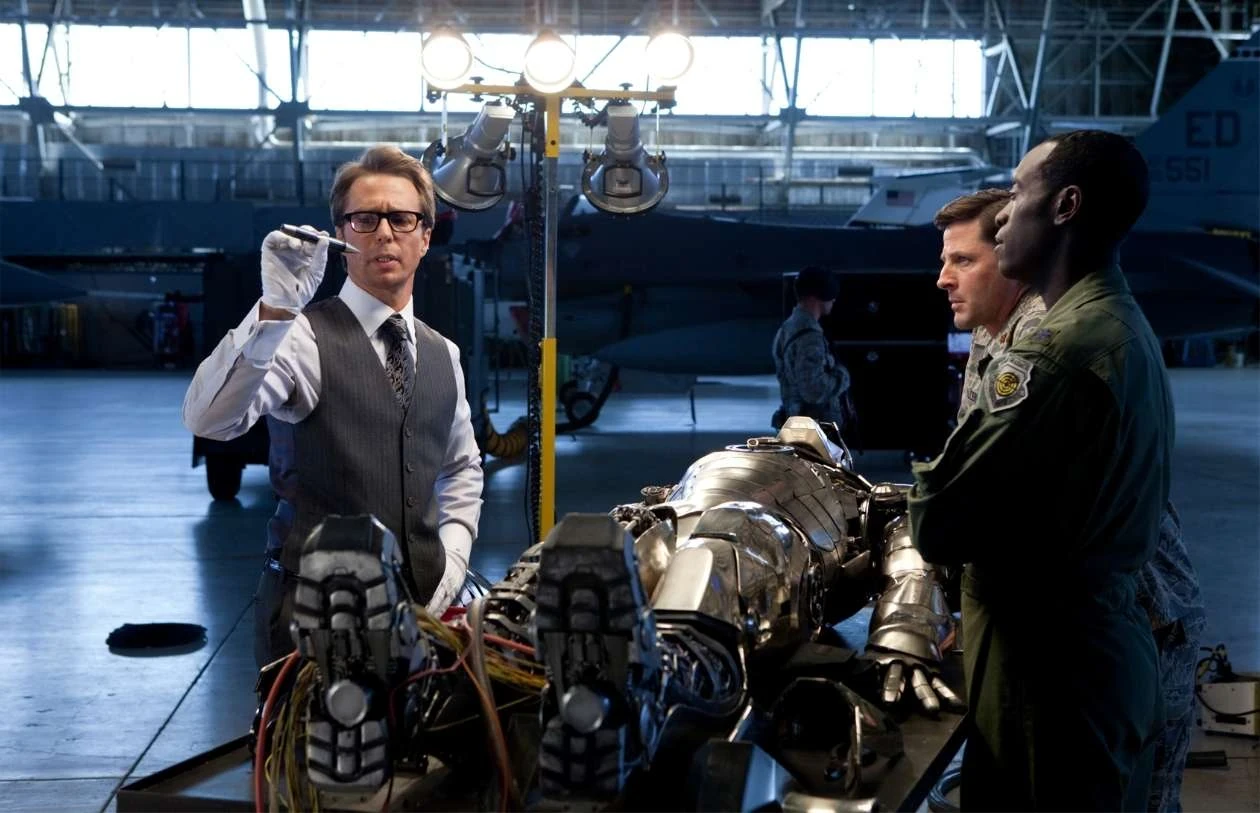 Justin Hammer and James Rhodes in a still from Iron Man 2