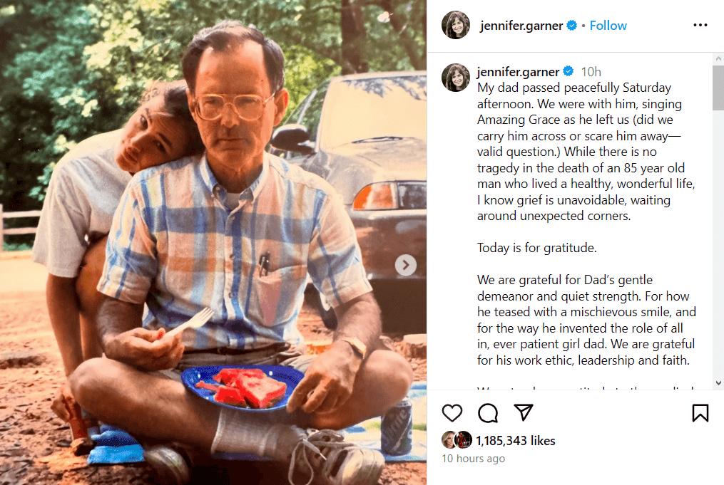 Jennifer Garner's emotional Instagram post