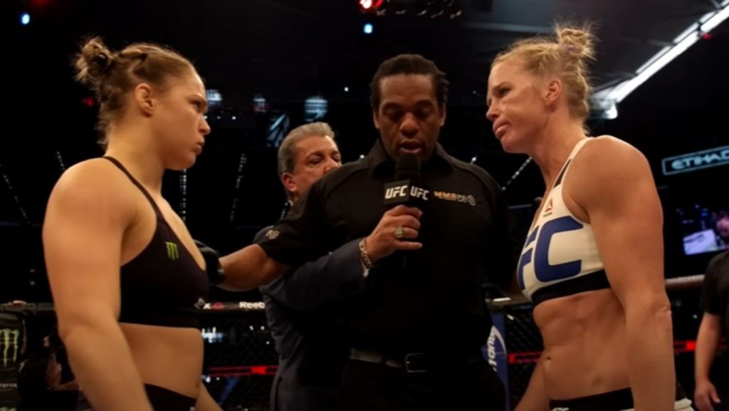 Rousey and Holm in the ring (Image: YouTube | UFC)
