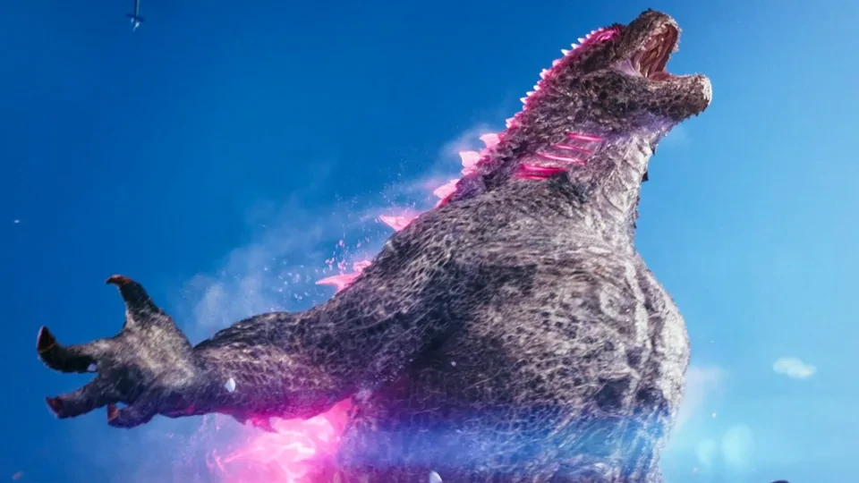The pink transformation of Godzilla in Godzilla x Kong: The New Empire