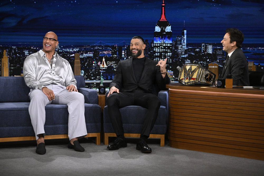 Dwayne Johnson and Roman Reigns on The Tonight Show Starring Jimmy Fallon