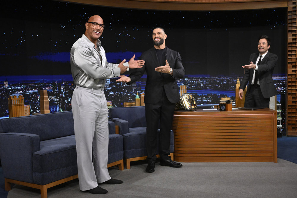 Dwayne Johnson and Roman Reigns on The Tonight Show Starring Jimmy Fallon