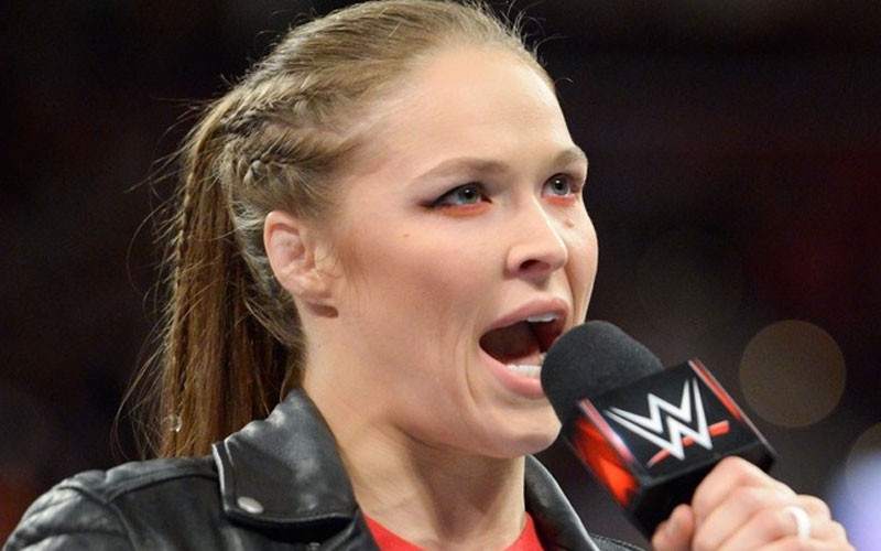 Ronda Rousey with a microphone 