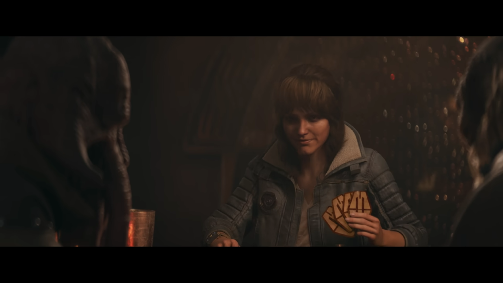 Kay Vess playing cards in Star Wars Outlaws