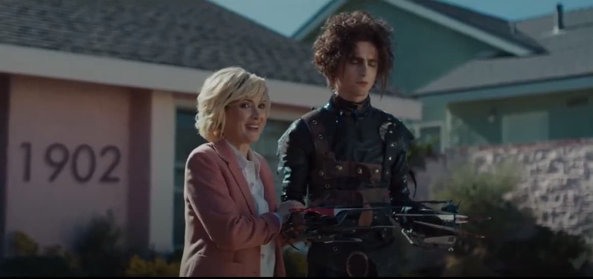 Winona Ryder and Timothee Chalamet in the 2021 Cadillac Superbowl ad