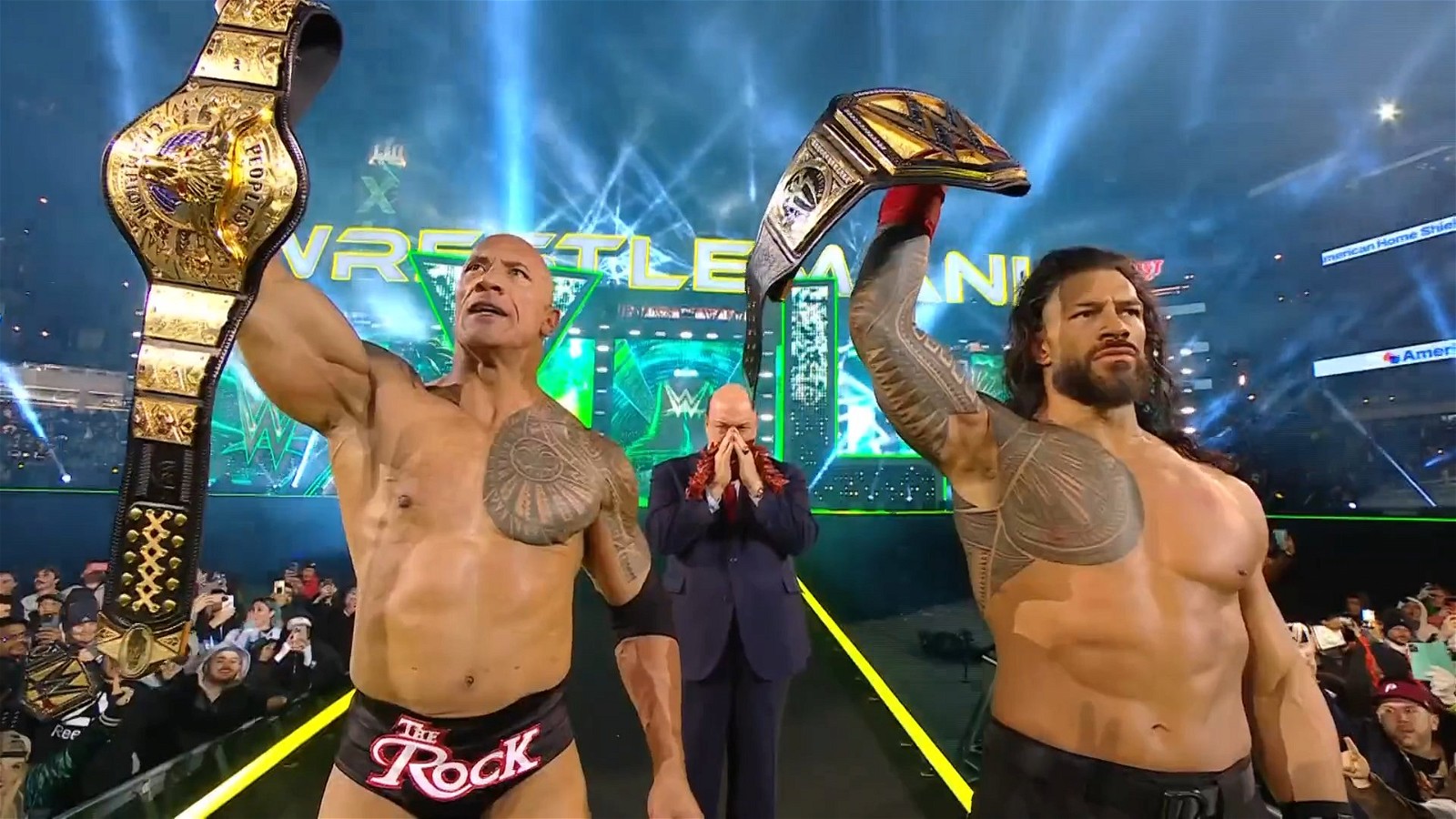 The Rock and Roman Reigns in WrestleMania 40 (credits: WWE)