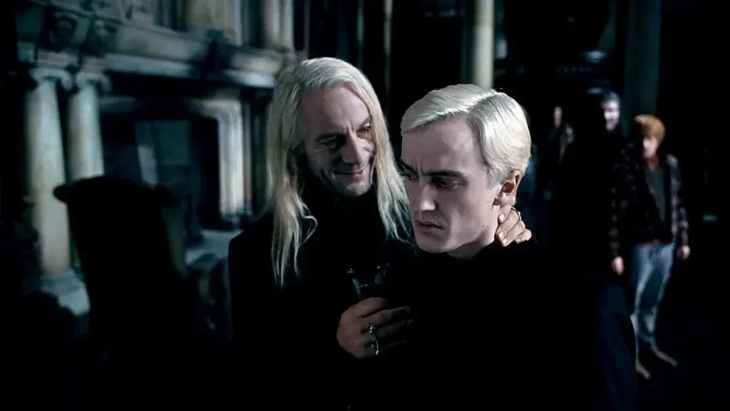 Jason Isaacs and Felton as Lucius and Draco Malfoy.