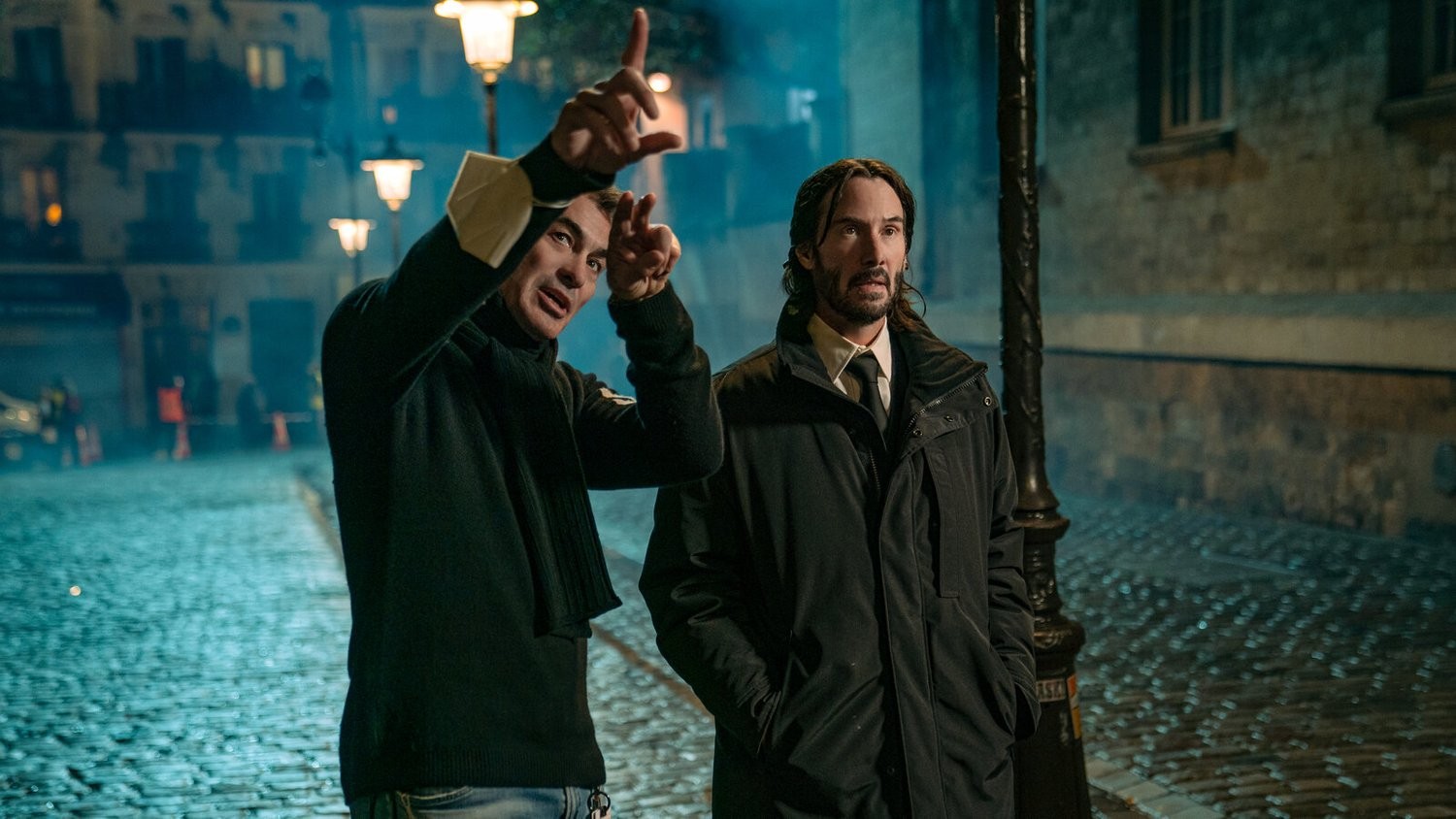 Chad Stahelski and Keanu Reeves on the sets of John Wick