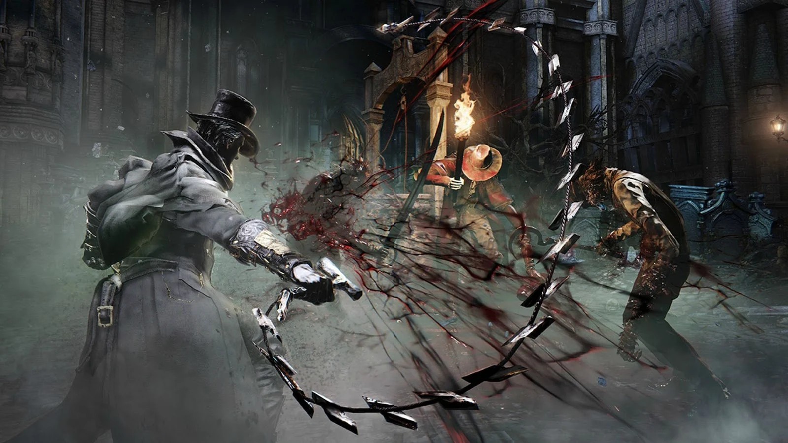 The Threaded Cane in transformed whip mode makes it an effective tool to annihilate mobs. Credit: FromSoftware