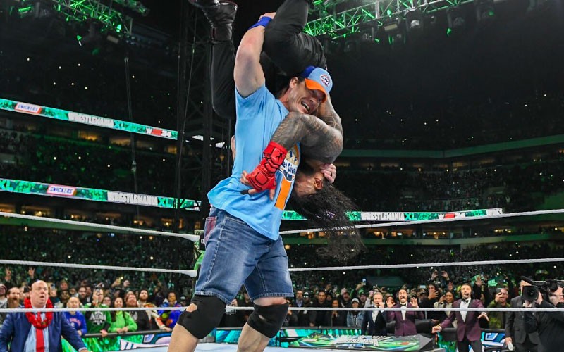 John Cena in action at WrestleMania 40 Sunday 