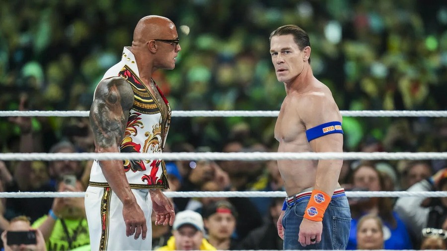 The Rock and John Cena at WrestleMania 40