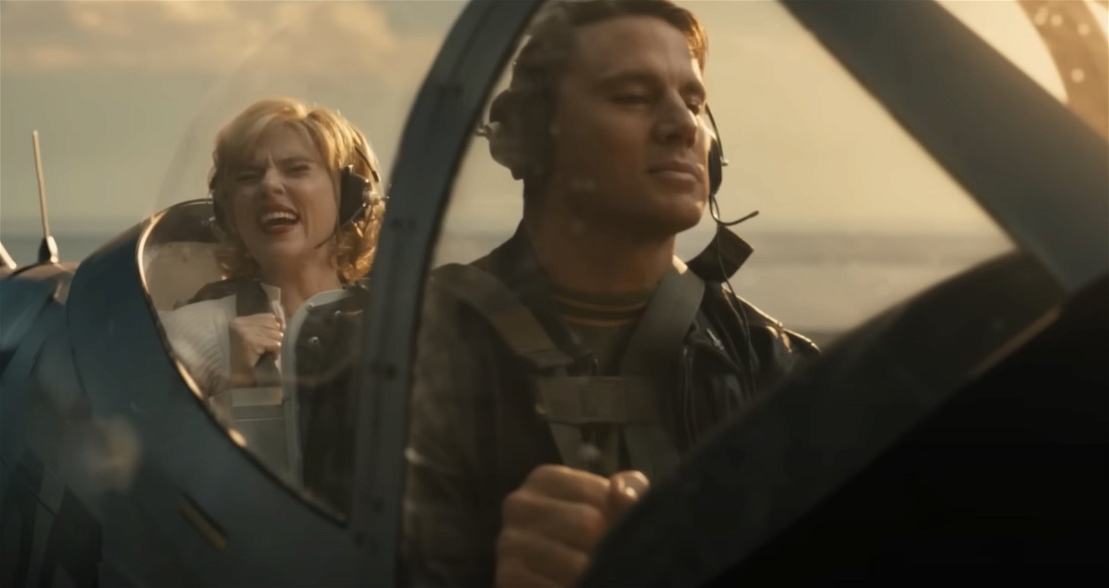 Scarlett Johansson and Channing Tatum in a still from Fly Me to the Moon trailer
