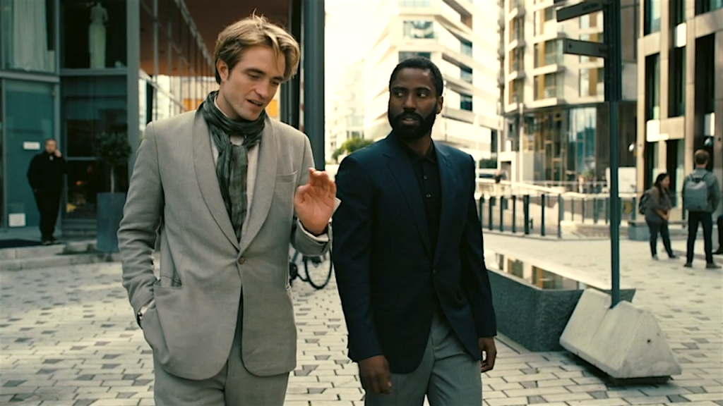 Robert Pattinson as Neil and John David Washington as the Protagonist in Christopher Nolan's Tenet