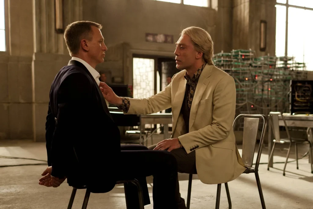 Daniel Craig and Javier Bardem in a still from Skyfall 