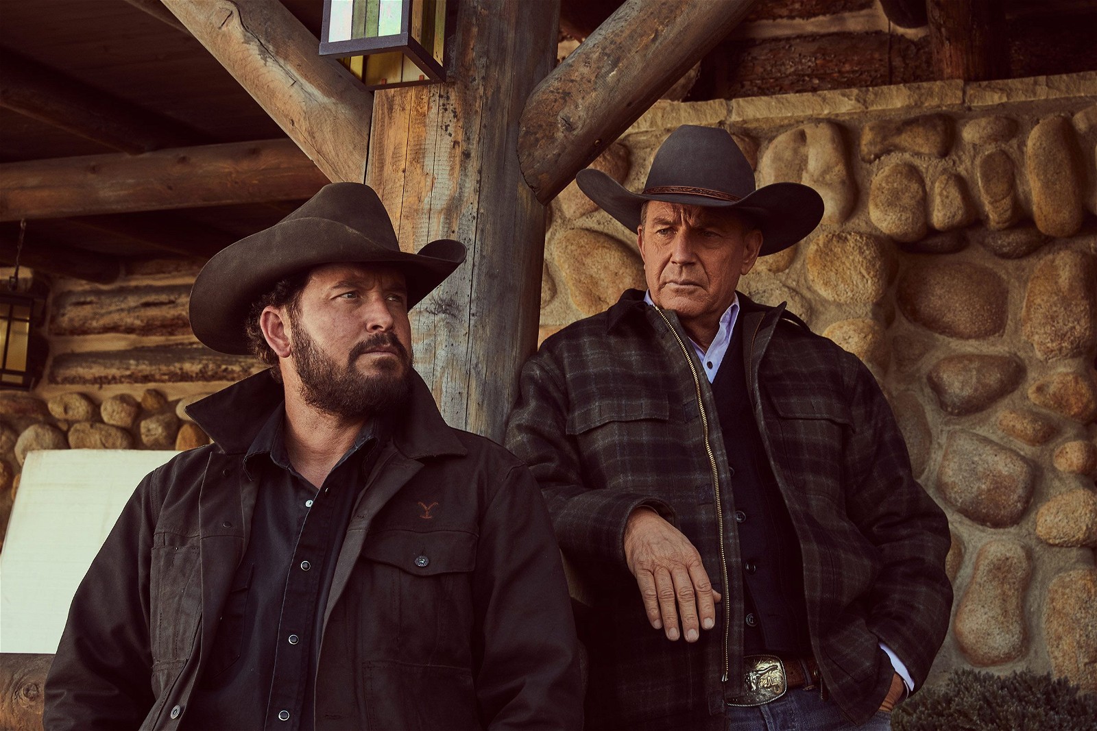 Kevin Costner and co-star Cole Hauser in a still from Taylor Sheridan's Yellowstone