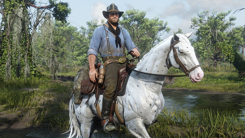 Arthur Morgan with his noble steed
