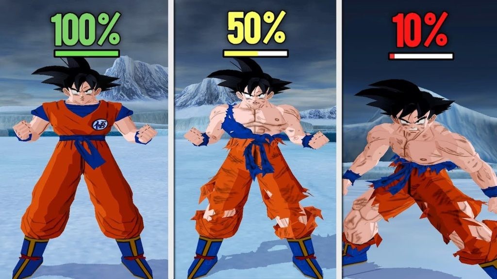 A look at how battle damage worked in Budokai Tenkaichi 3.