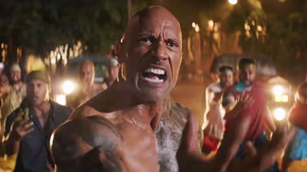 Dwayne Johnson in a still from Hobbs and Shaw