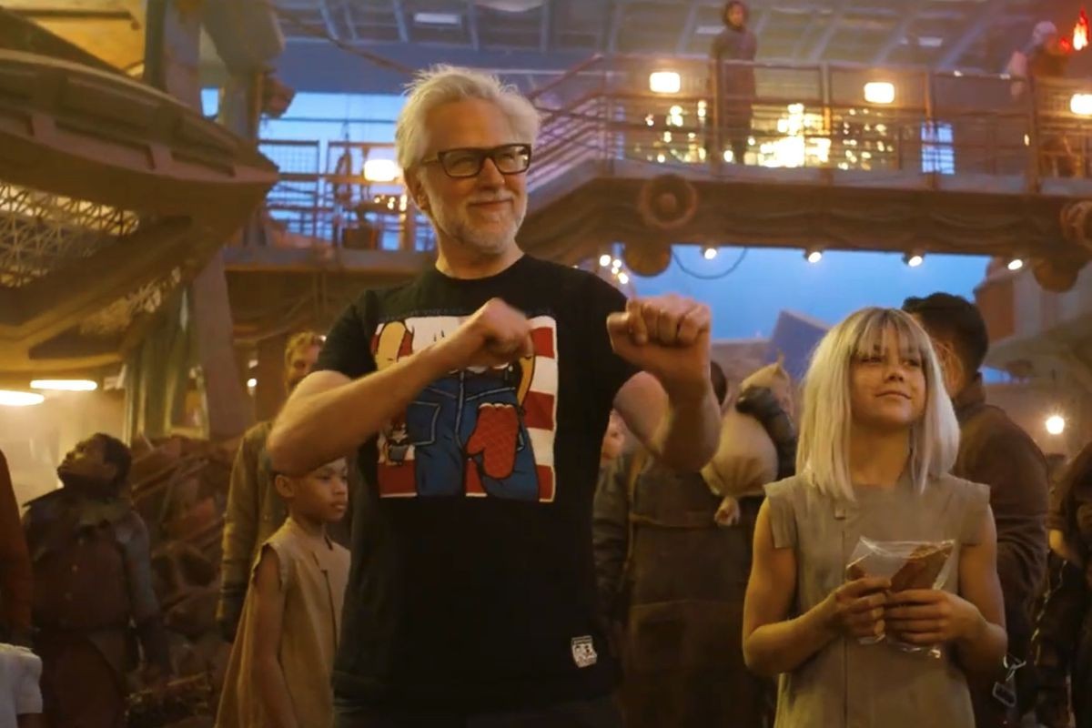 James Gunn on the sets of Guardians of the Galaxy Vol. 3