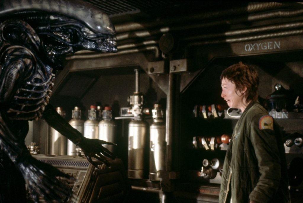 Veronica Cartwright in the scene where the Xenomorph attacks Lambert in Ridley Scott's Alien