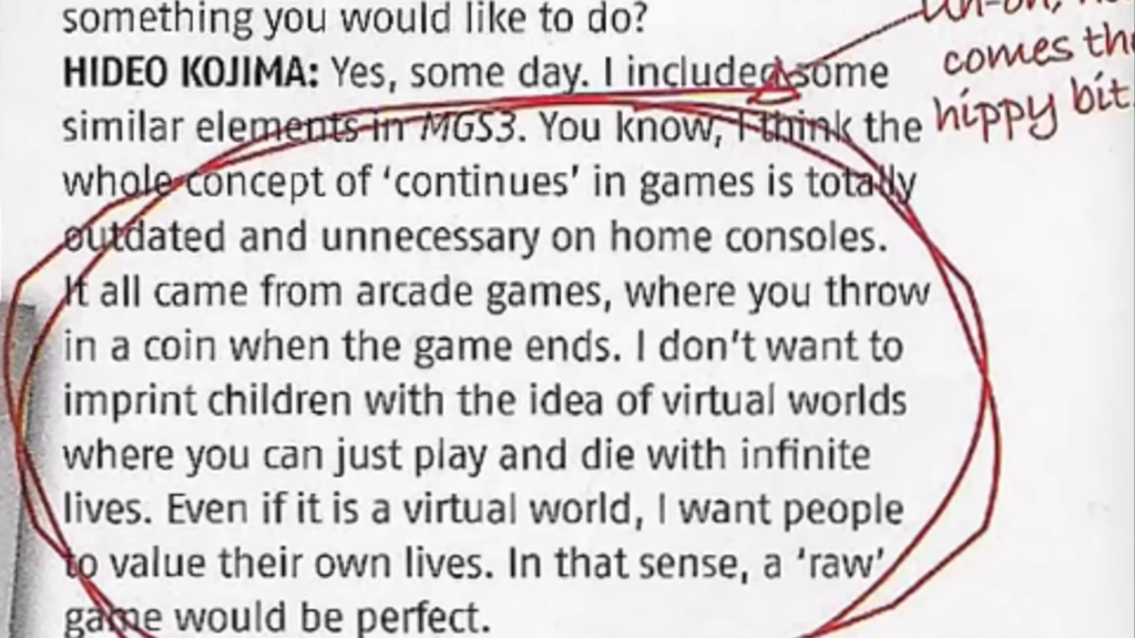 What Hideo Kojima said to Official PlayStation 2 Magazine (UK) in May 2005.