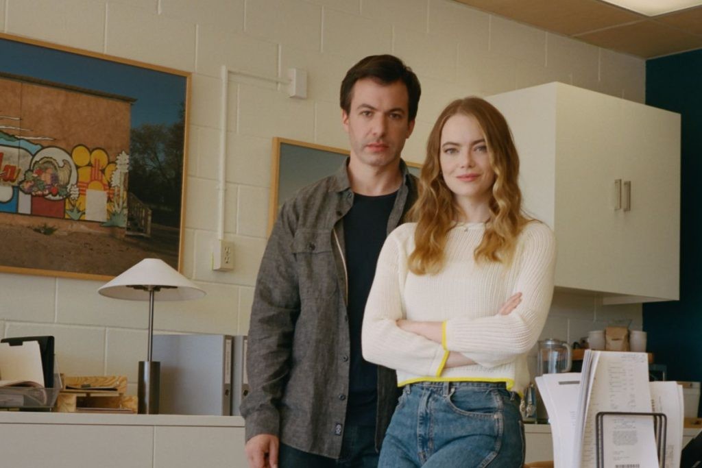Emma Stone and Nathan Fielder in a scene in The Curse
