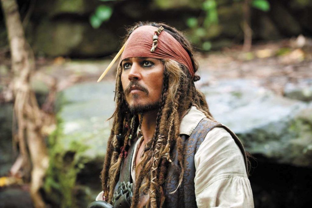 Depp as Captain Jack Sparrow.