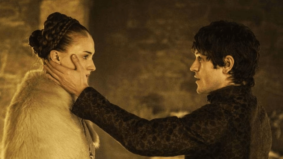 Sophie Turner and Iwan Rheon in the problematic scene in Game of Thrones