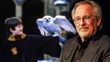 daniel radcliff from harry potter on left and steven spielberg on right