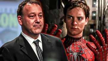 sam raimi on left and toby maguire from spiderman on right